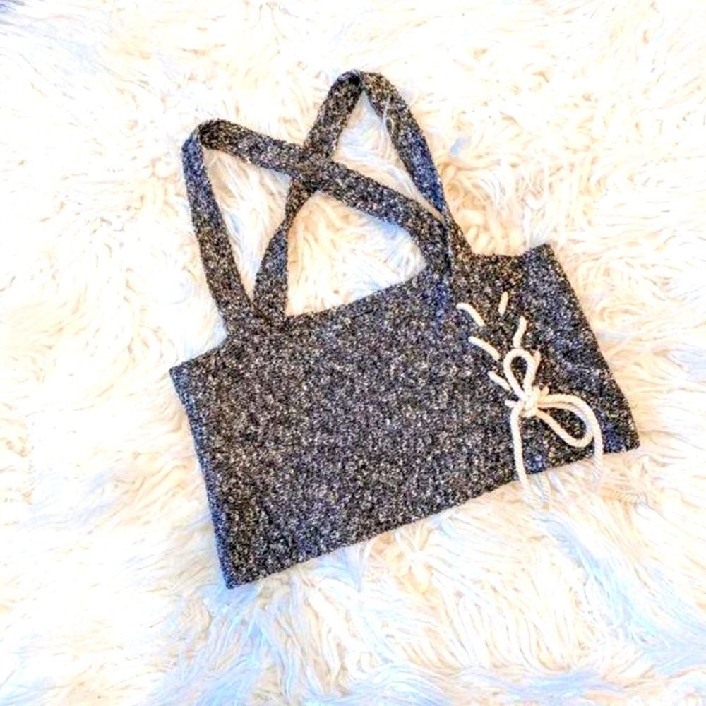 Knit Crop Tank, Small, Roberto Collina, tie rope detail